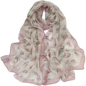 Scarf for Women Lightweight Scarves Elegant Floral Pattern Sheer